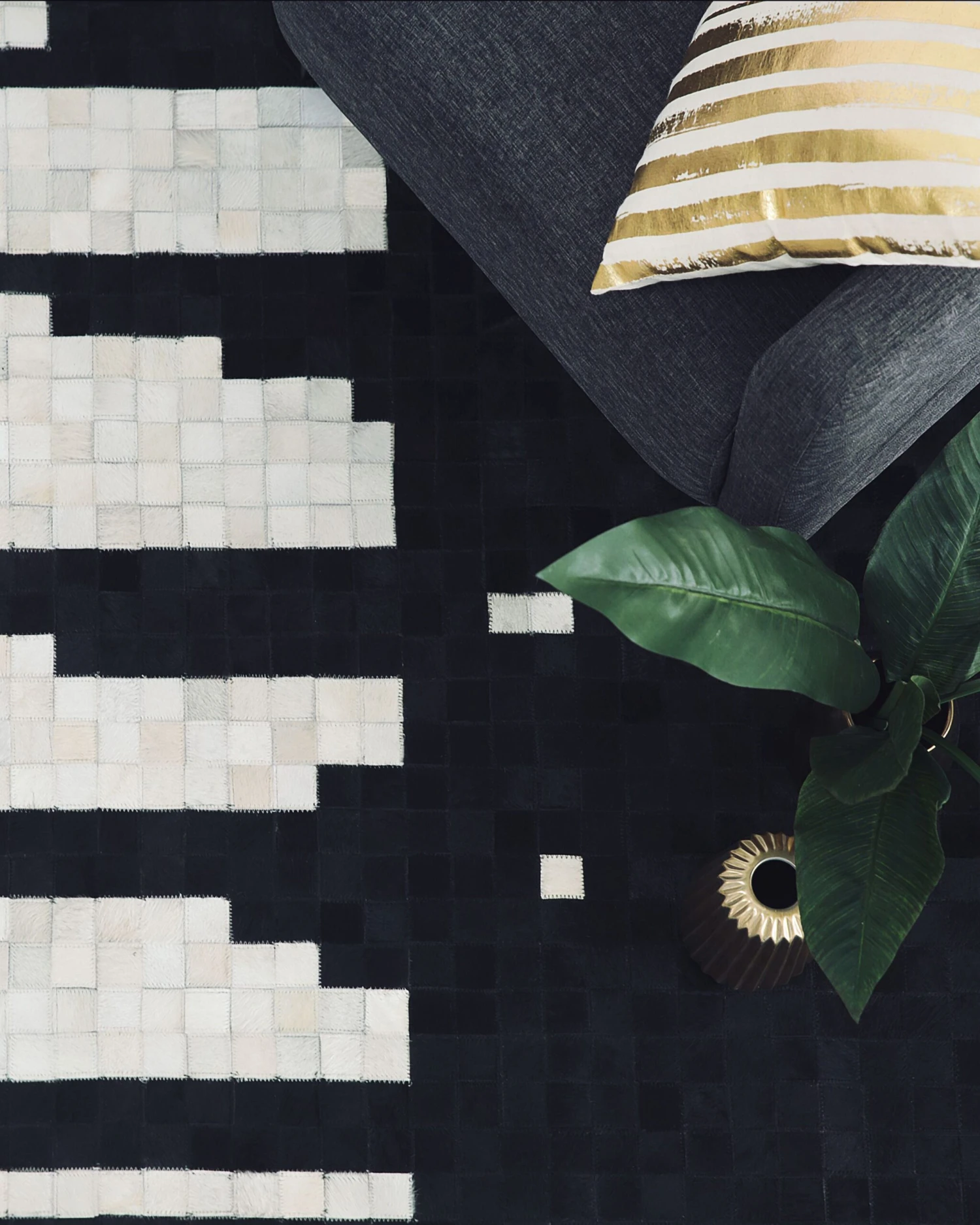 Matto Lehmännahka Musta/valkoinen BOLU Useita Kokoja - Image 2