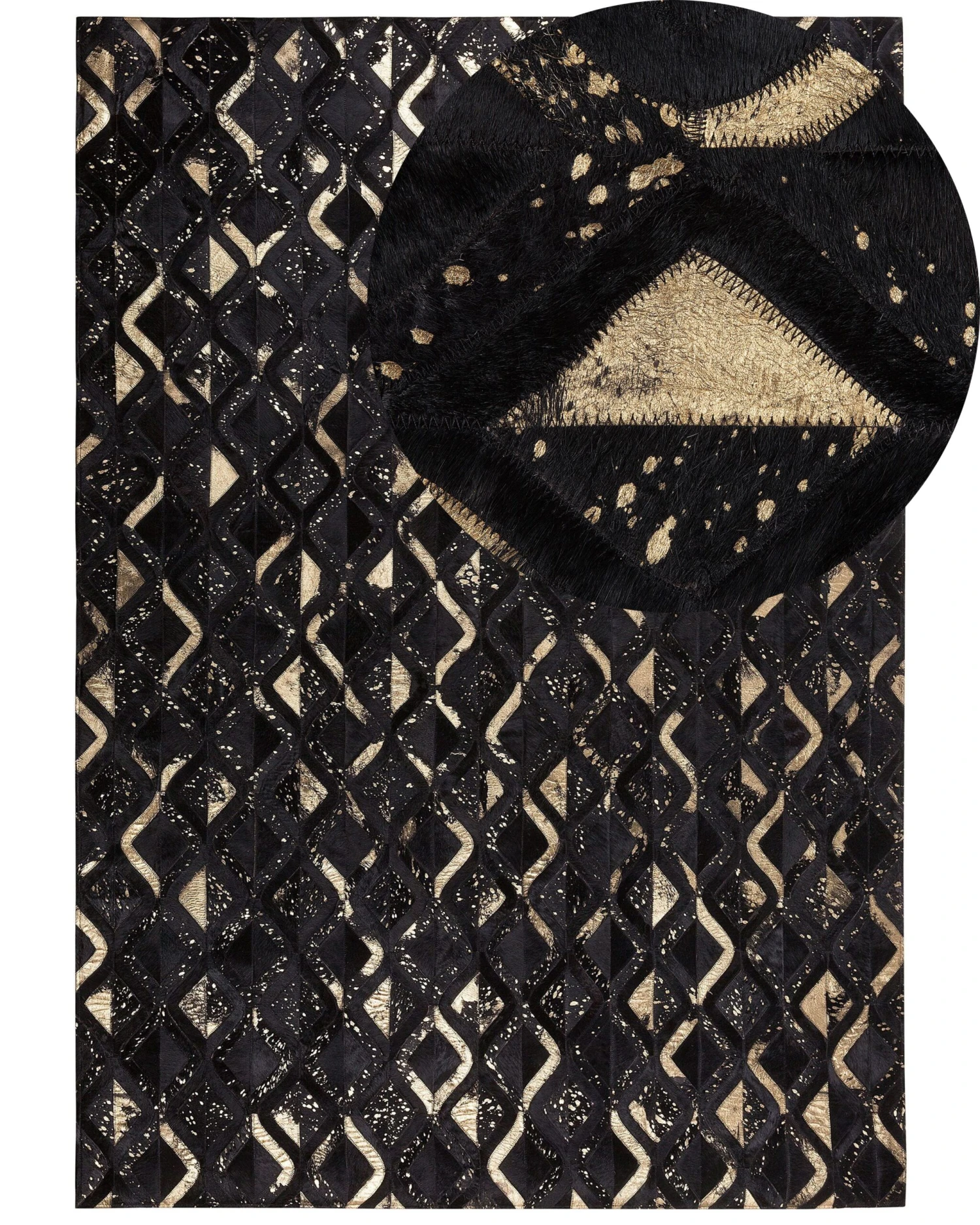 Matto Lehmännahka Musta/kulta DEVELI Useita Kokoja