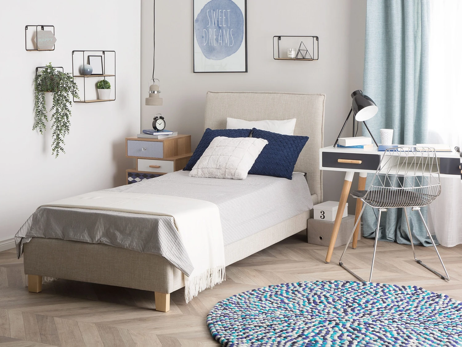 Sänky Kangas Vaaleanharmaa 90 X 200 Cm SENNEZ - Image 2