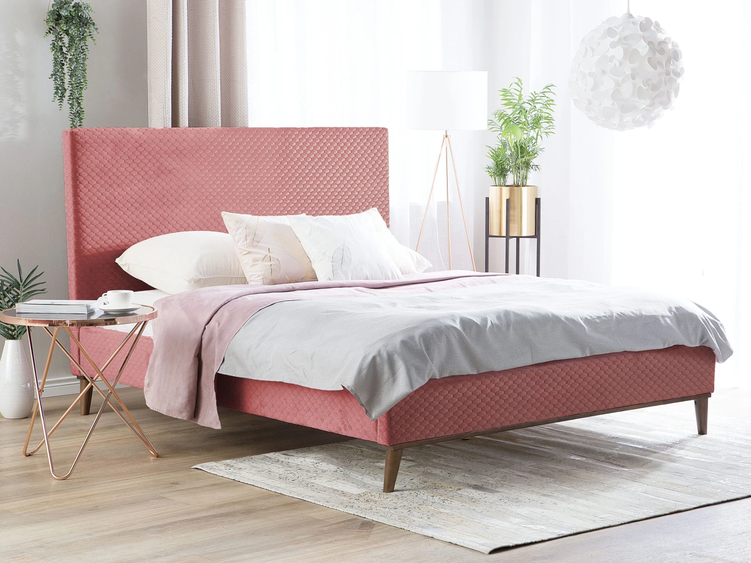 Sänky Sametti Vaaleanpunainen BAYONNE Useita Kokoja - Image 2