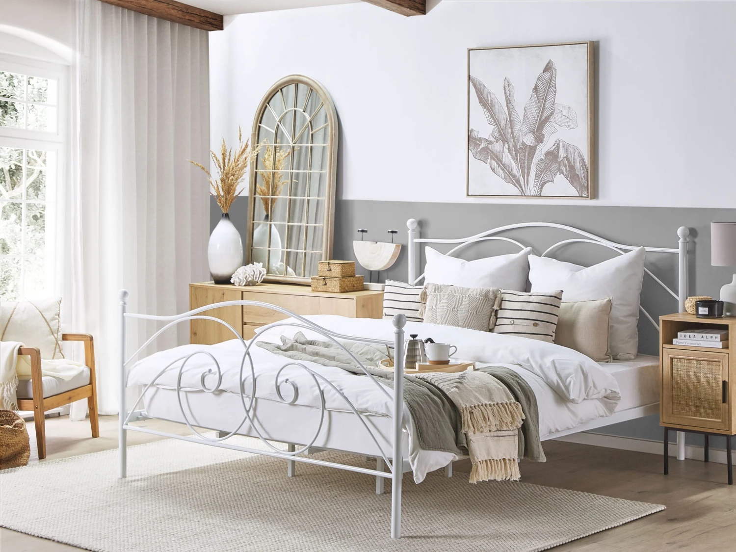 Sänky Metalli Valkoinen DINARD Useita Kokoja - Image 2