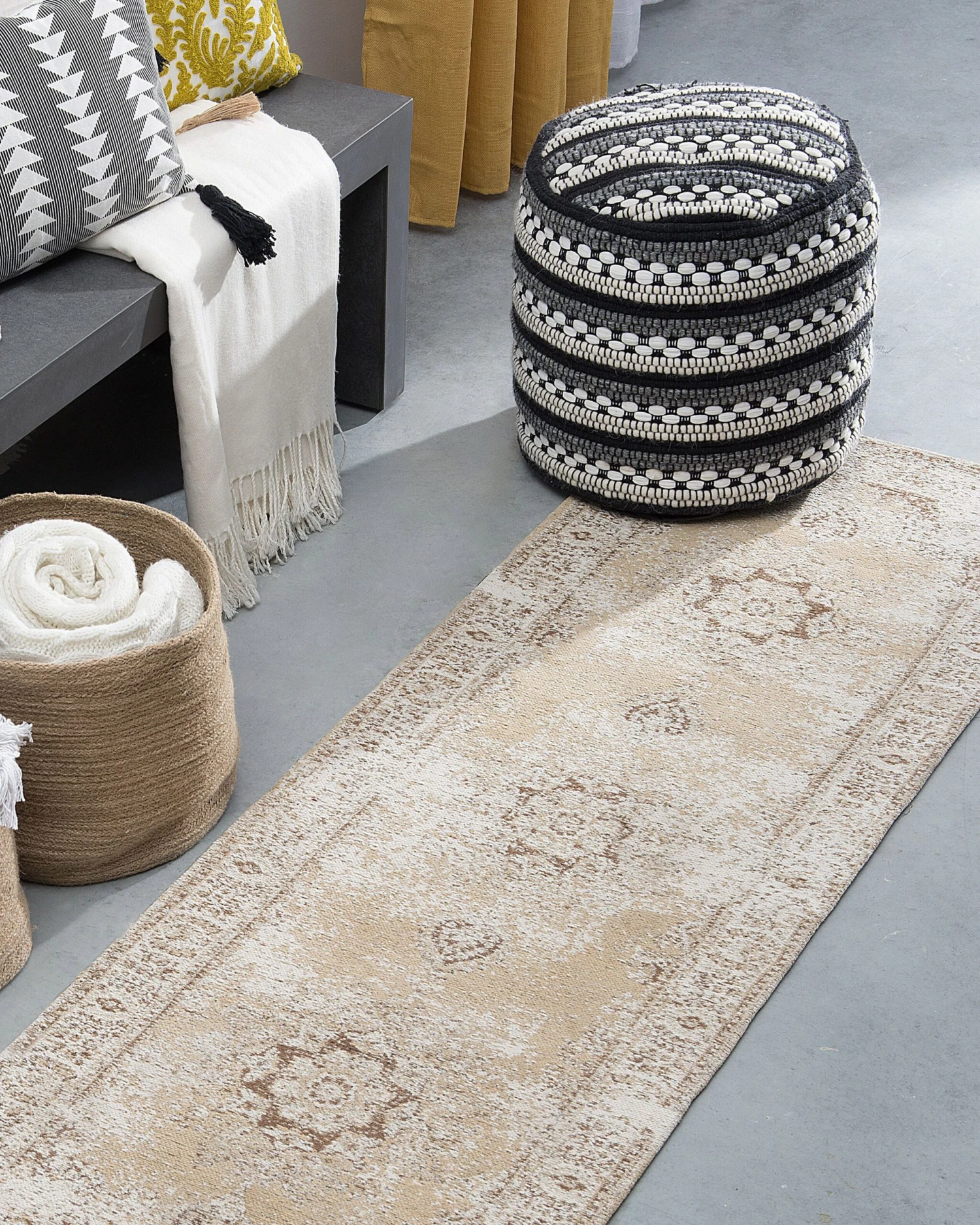 Matto Puuvilla Beige 60 X 180 Cm ALMUS - Image 2