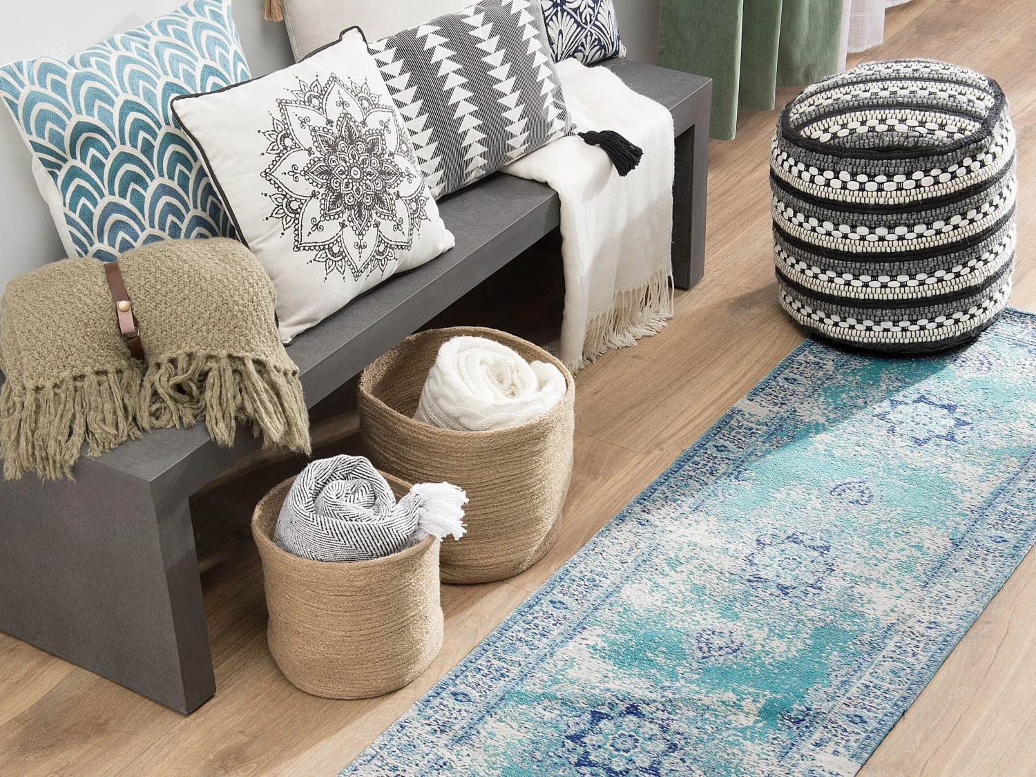 Matto Puuvilla Vaaleansininen ALMUS Useita Kokoja - Image 2