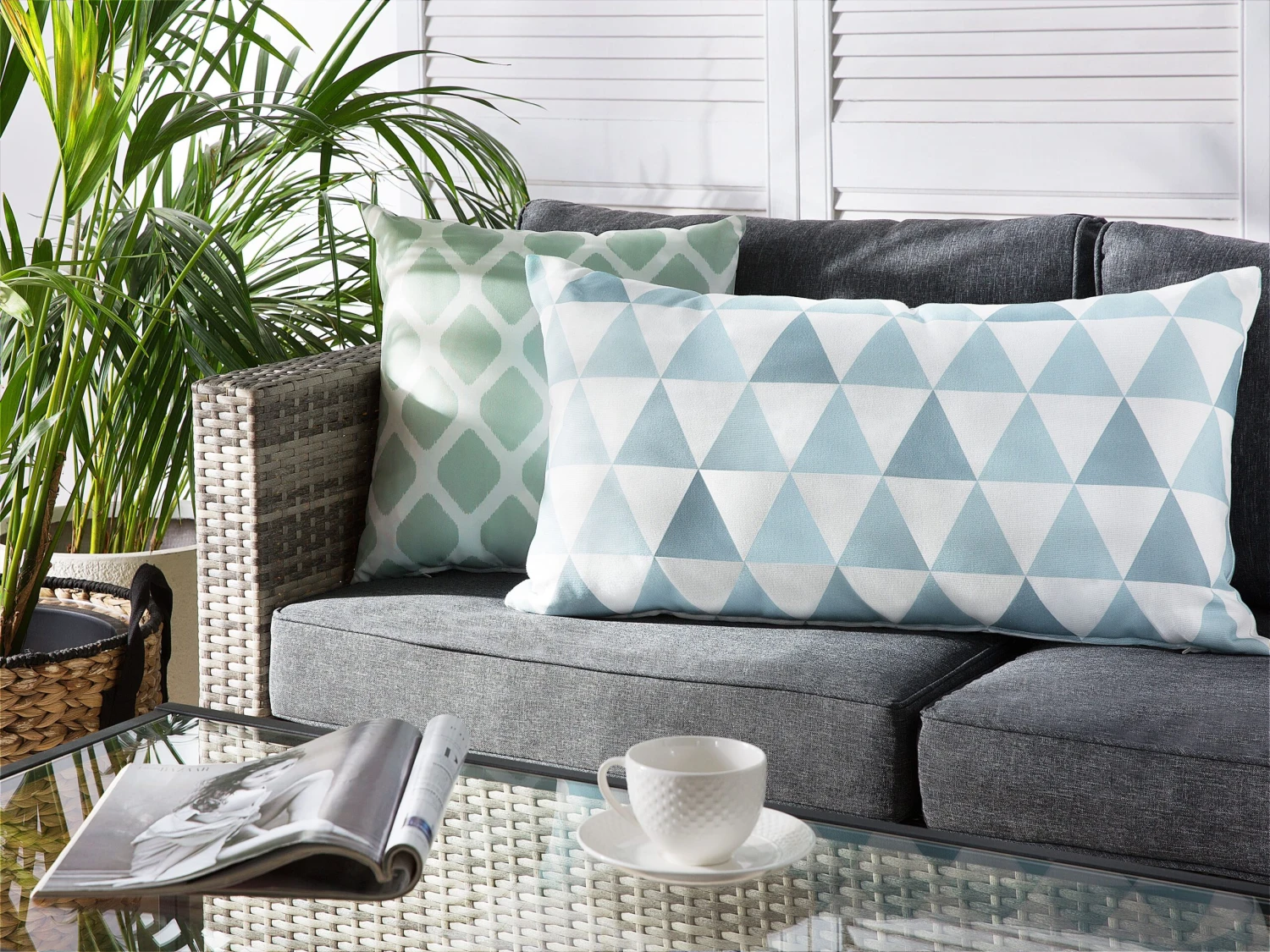 Ulkokoristetyyny Sininen/valkoinen 40 X 70 Cm TRIFOS - Image 2