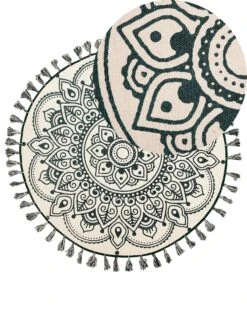 Matto Puuvilla Kermanvalkoinen/vihreä ø 120 Cm IRICE