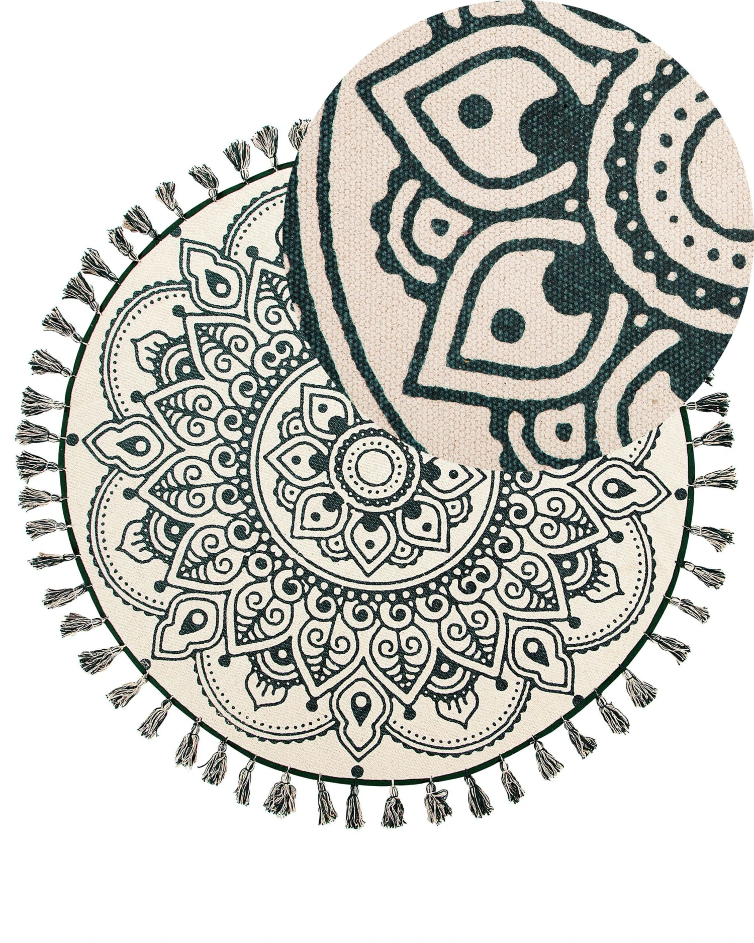 Matto Puuvilla Kermanvalkoinen/vihreä ø 120 Cm IRICE