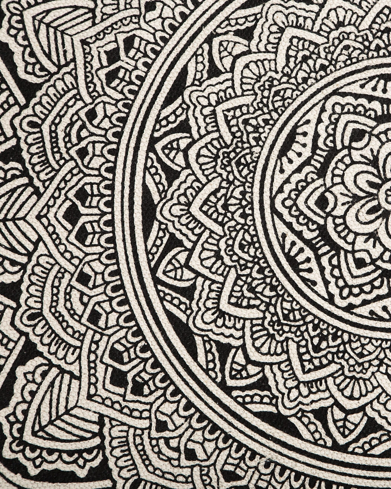 Matto Puuvilla Kermanvalkoinen/musta ø 120 Cm HIZAN - Image 6