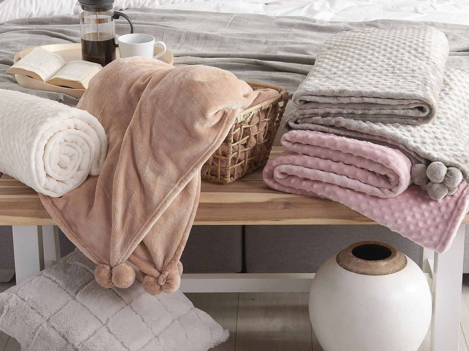 Päiväpeitto Kangas Vaaleanpunainen SAMUR Useita Kokoja - Image 5