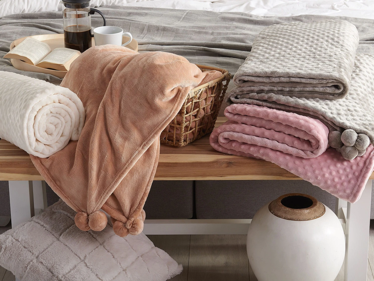 Päiväpeitto Kangas Vaaleanpunainen SAMUR Useita Kokoja - Image 4