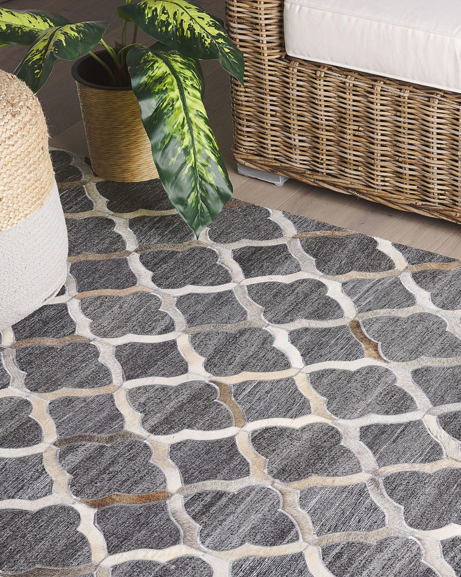 Matto Lehmännahka Harmaa/beige ROLUNAY Useita Kokoja - Image 2