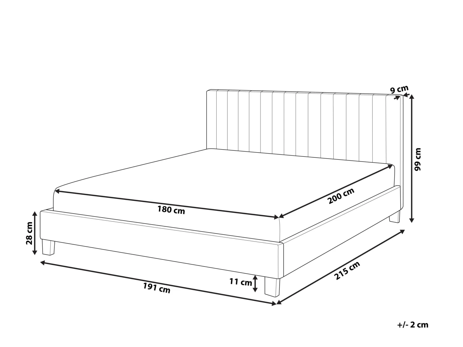 Sänky Kangas Vaaleanharmaa POITIERS Useita Kokoja - Image 10