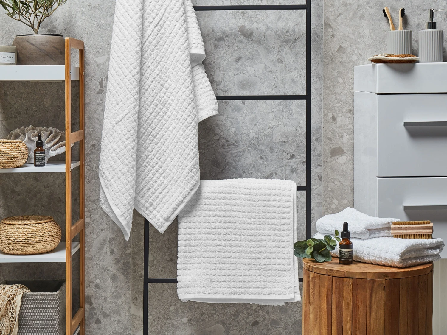 Pyyhesetti 4 Kpl Valkoinen Puuvilla ATAI - Image 2