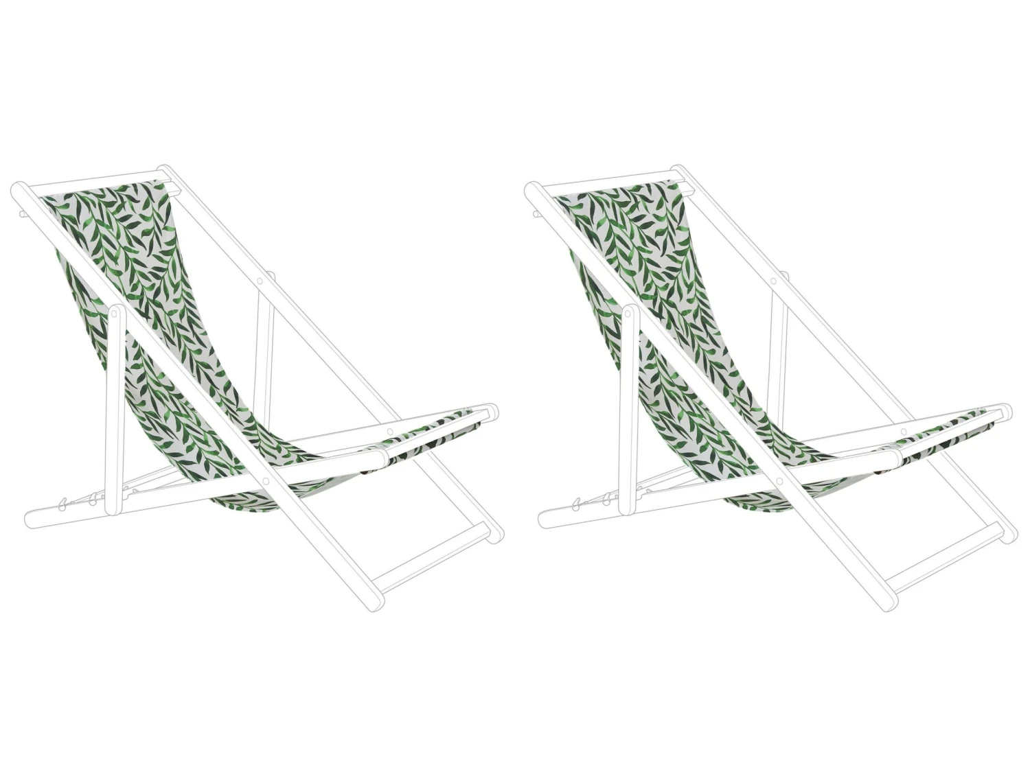 Lehtikuviollinen Vaihtokangas Aurinkotuoliin 2 Kpl ANZIO / AVELLINO