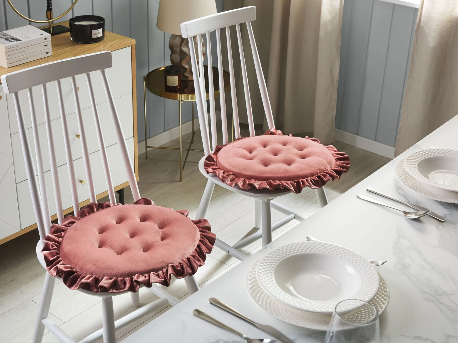 Istuintyyny Sametti Vaaleanpunainen ø 40 Cm KALANCHOE - Image 2