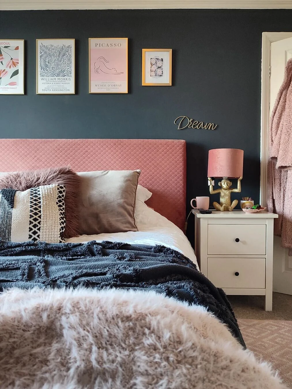 Sänky Sametti Vaaleanpunainen BAYONNE Useita Kokoja - Image 3