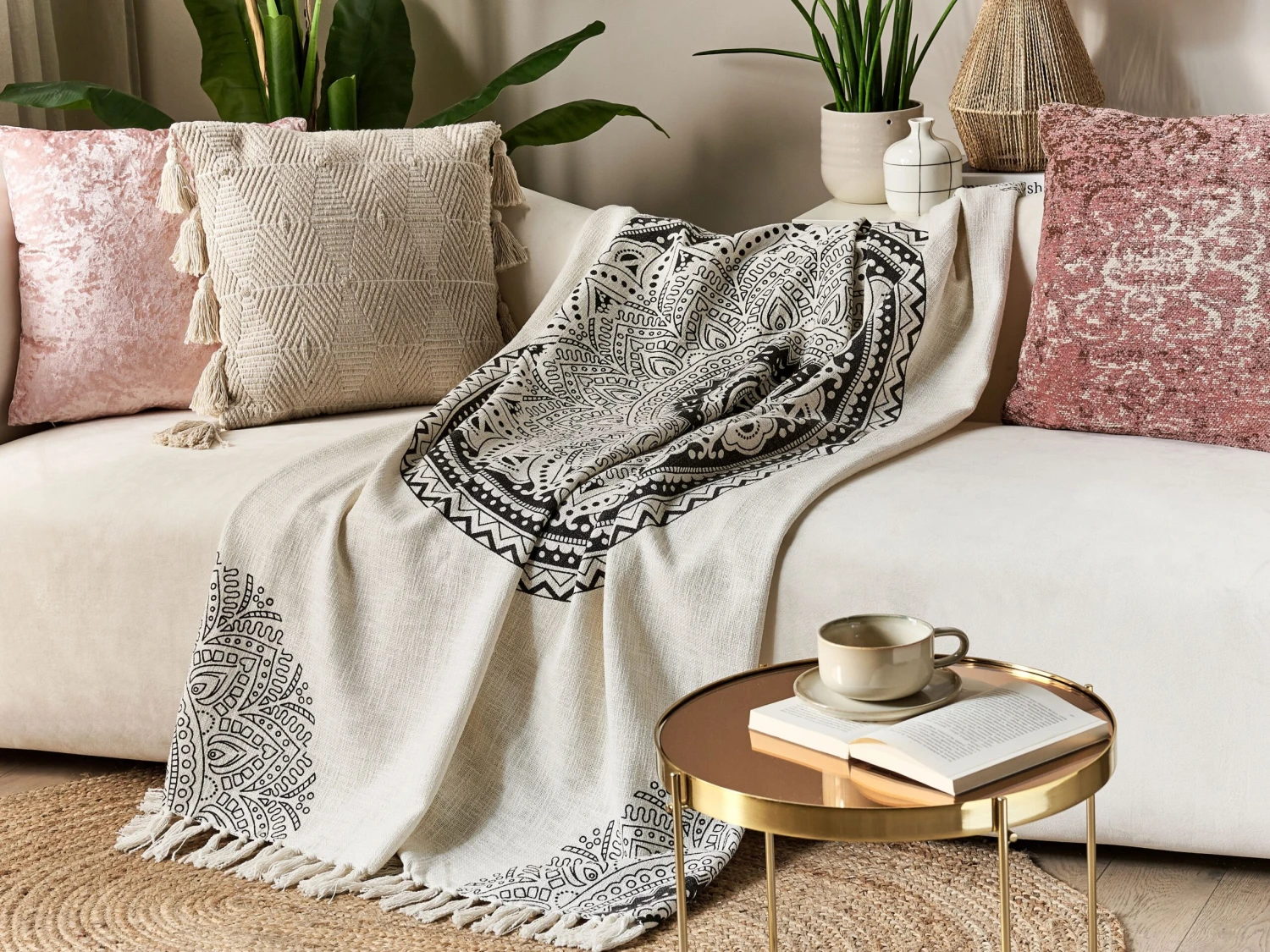 Huopa Puuvilla Beige/musta 130 X 180 Cm BERHAMPORE - Image 2