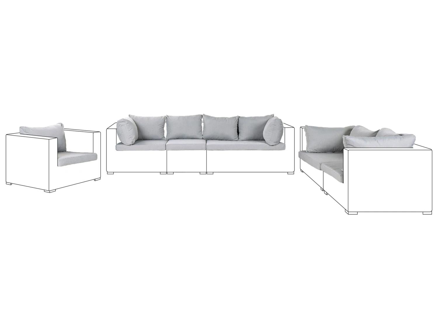 Tyynynpäälliset MAESTRO II-kalusteisiin Harmaa 3 Tyynynpäälliset MAESTRO II-kalusteisiin Harmaa