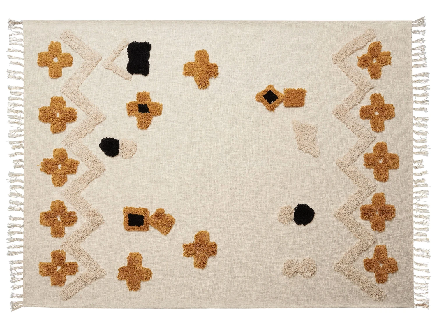 Huopa Puuvilla Beige/keltainen 130 X 180 Cm ADONI 3 Huopa Puuvilla Beige/keltainen 130 X 180 Cm ADONI