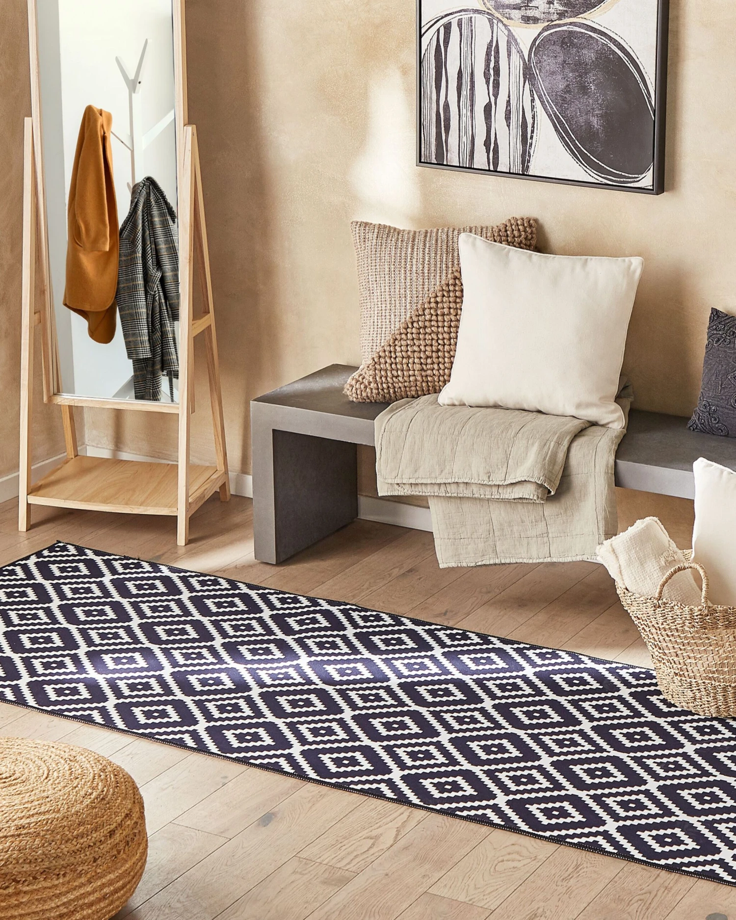 Matto Kangas Musta/valkoinen KARUNGAL Useita Kokoja - Image 2