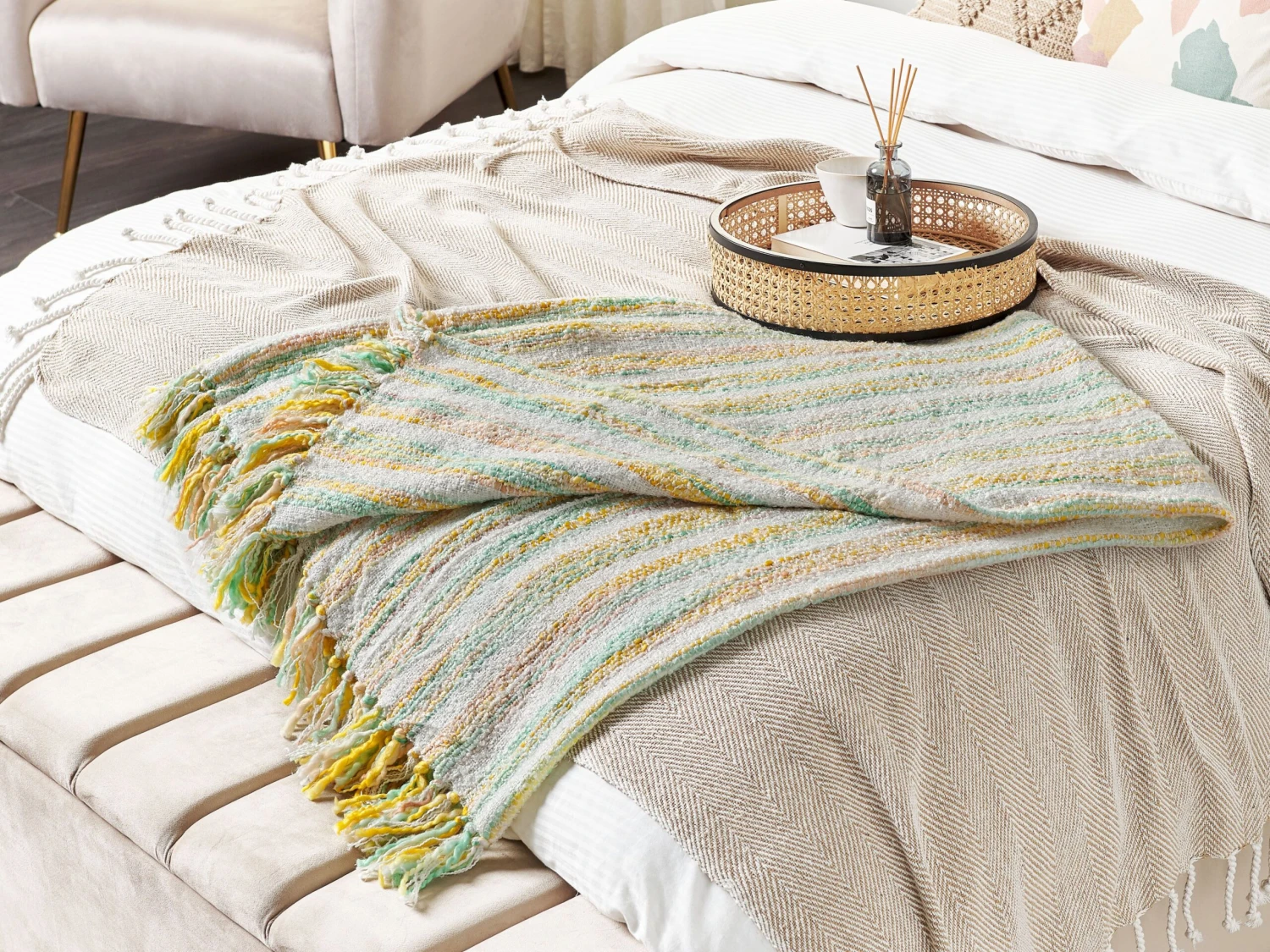 Viltti Akryyli Keltainen/vihreä 130 X 170 Cm NUWAR 4 Viltti Akryyli Keltainen/vihreä 130 X 170 Cm NUWAR - Image 2