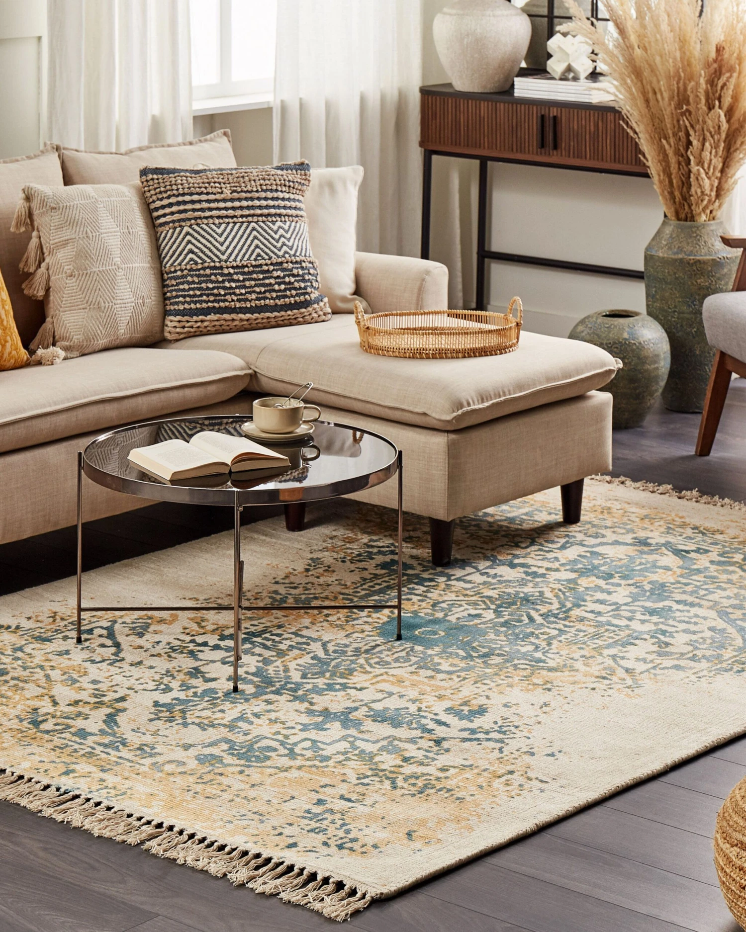 Matto Viskoosi Keltainen/tummanvihreä BOYALI Useita Kokoja - Image 2