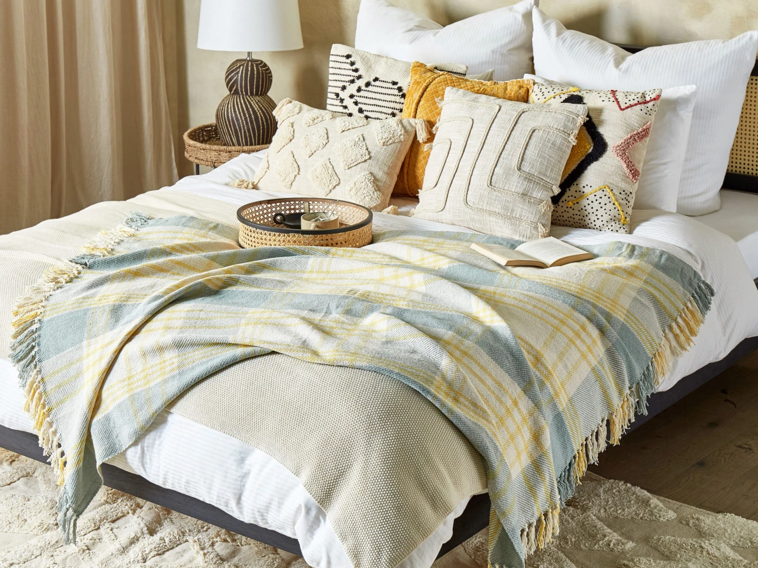 Huopa Puuvilla 125 X 150 Cm Keltainen/vihreä BETALI - Image 2