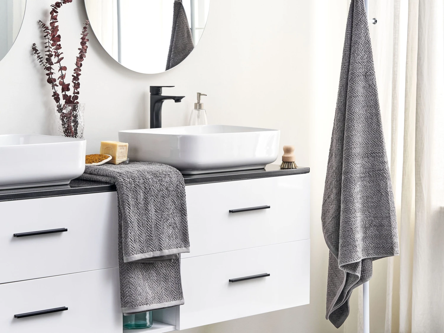 Pyyhesetti Puuvilla Harmaa 2 Kpl MITIARO - Image 2