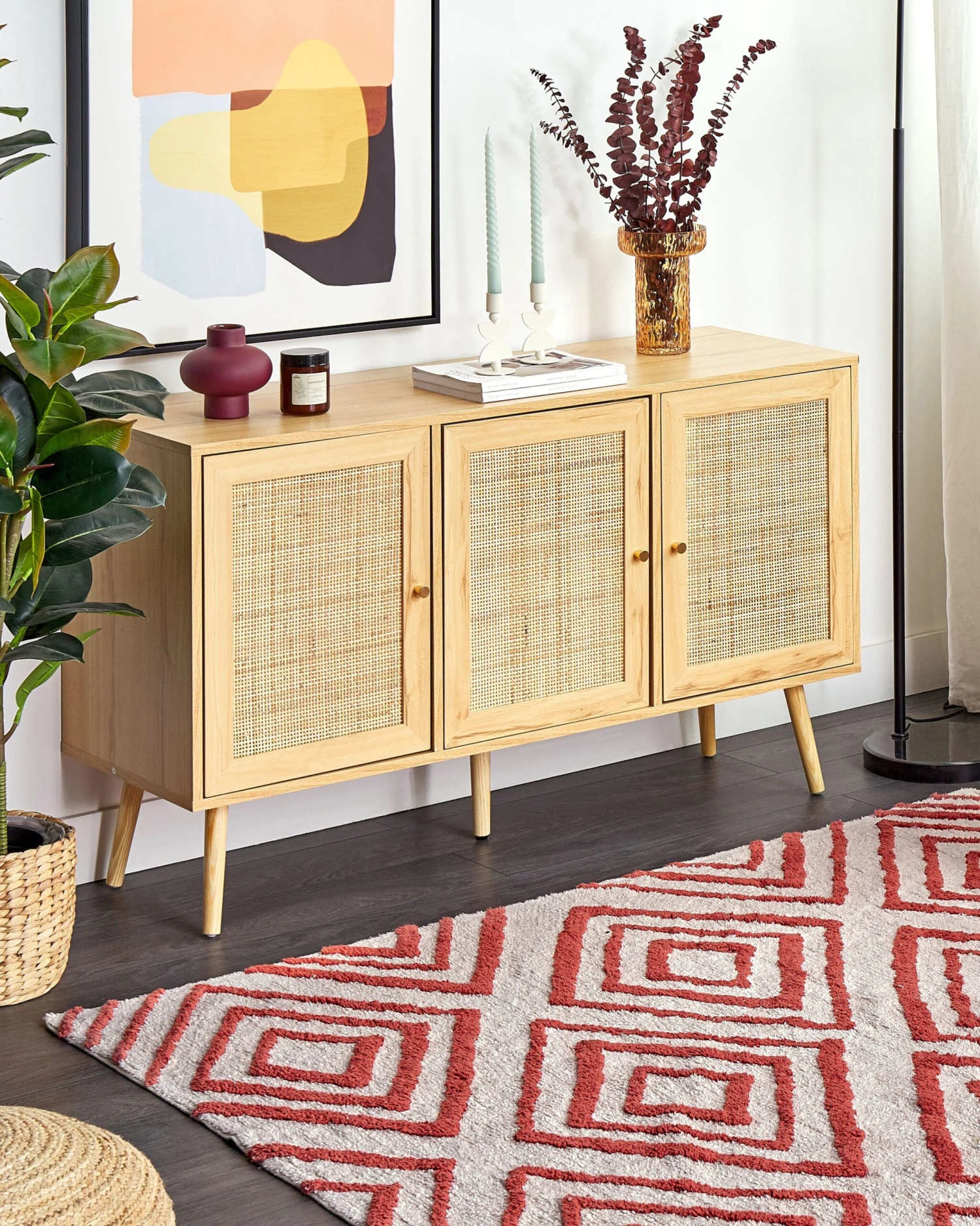 Matto Puuvilla Luonnonvalkoinen/punainen 160 X 230 Cm HASKOY - Image 2