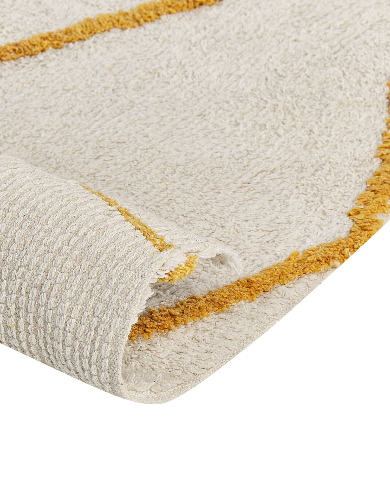 Matto Puuvilla Luonnonvalkoinen/keltainen 160 X 230 Cm MARAND 6 Matto Puuvilla Luonnonvalkoinen/keltainen 160 X 230 Cm MARAND - Image 4