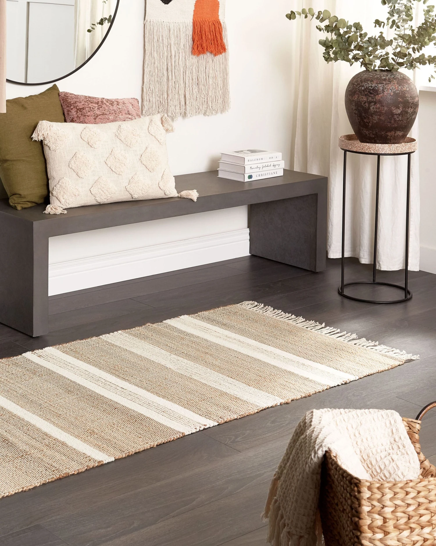 Matto Juutti Beige/valkoinen TALPUR Useita Kokoja - Image 2