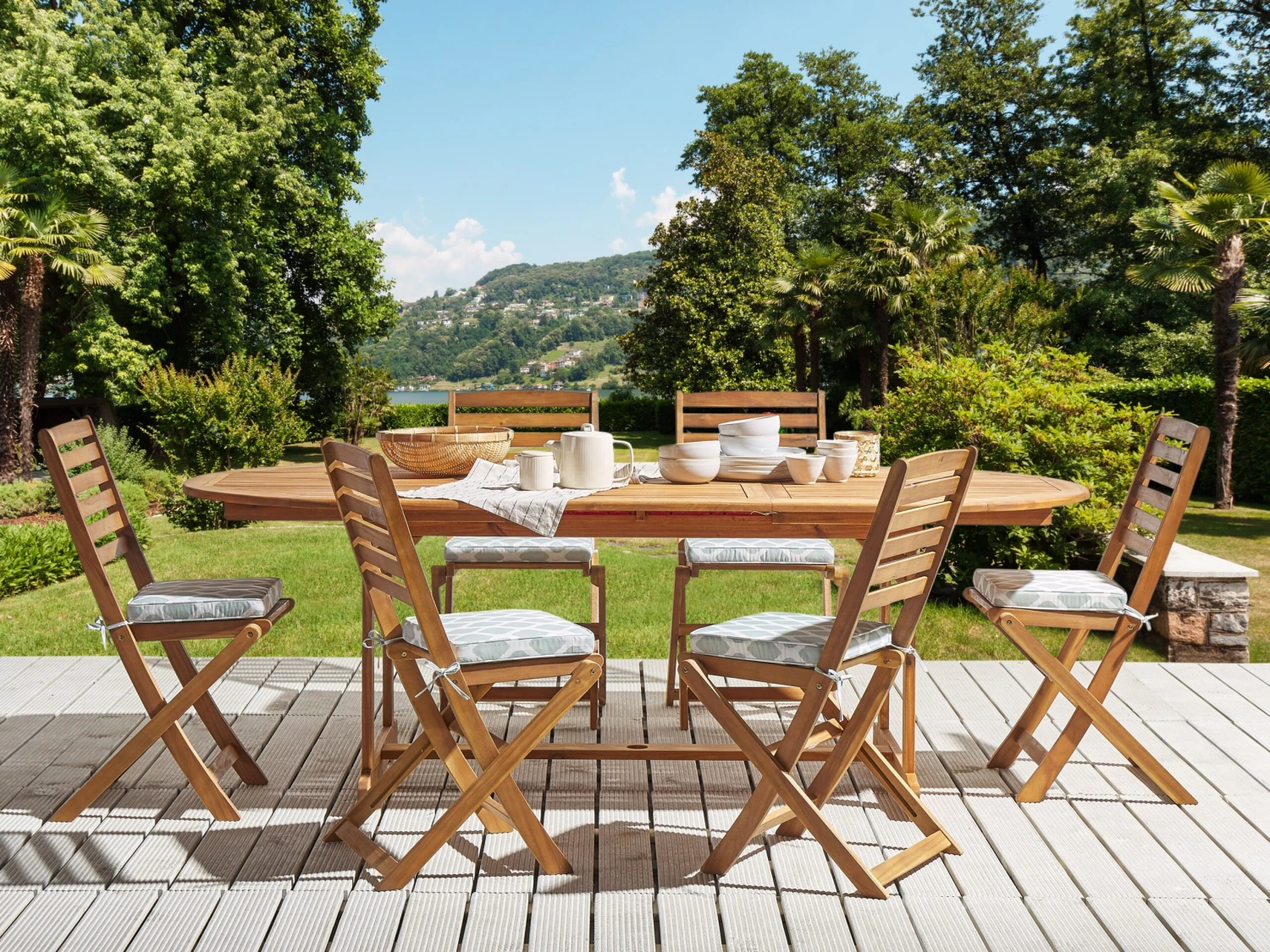 Puutarhatuolin Pehmuste Mintunvihreä/valkoinen 6 Kpl TOLVE - Image 2