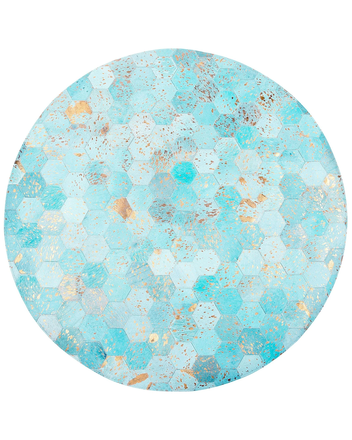 Matto Lehmännahka Turkoosi ⌀ 140 Cm ZEYTIN 5 Matto Lehmännahka Turkoosi ⌀ 140 Cm ZEYTIN - Image 3